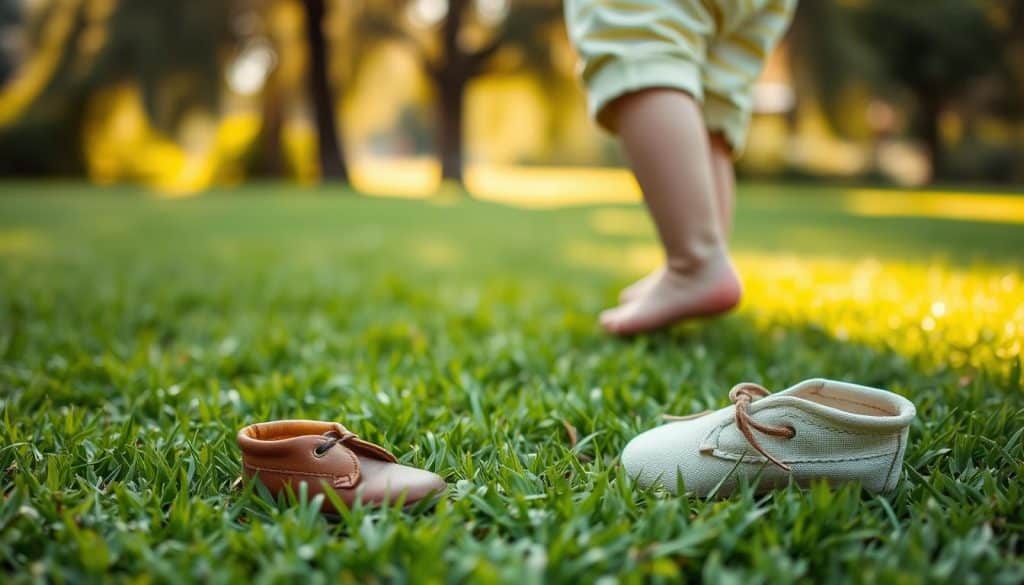 Barfußgehen und Babyschuhe