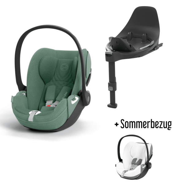 CYBEX Cloud T i-Size Plus dark green Babyschale inkl. Base T + Sommerbezug