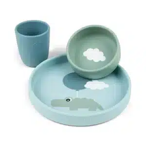 Done by Deer Silikon Geschirr - Set - happy clouds - green