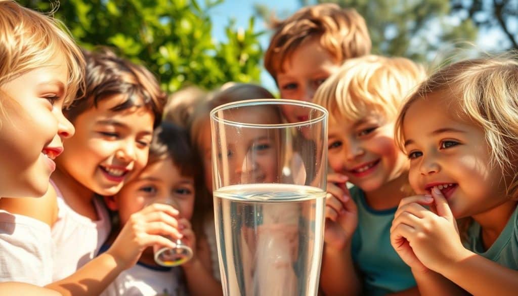 Kinder trinken Wasser