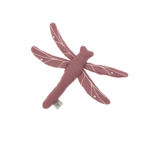 Lässig Kuscheltier mit Rassel & Knisterpapier - Knitted Toy Dragonfly red