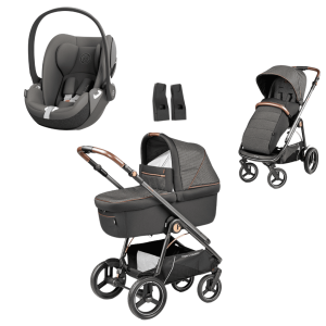 Peg Perego Veloce TC Kombikinderwagen 3in1 Set inkl. Culla Grande Babywanne und Cloud T - Mirage Grey | dark grey 500