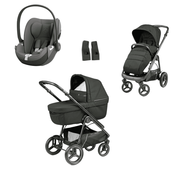 Peg Perego Veloce TC Kombikinderwagen 3in1 Set inkl. Culla Grande Babywanne und Cloud T - Mirage Grey | dark grey Green