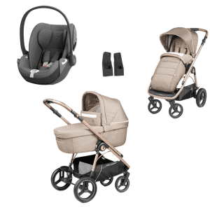 Peg Perego Veloce TC Kombikinderwagen 3in1 Set inkl. Culla Grande Babywanne und Cloud T - Mirage Grey | dark grey Mon Amour