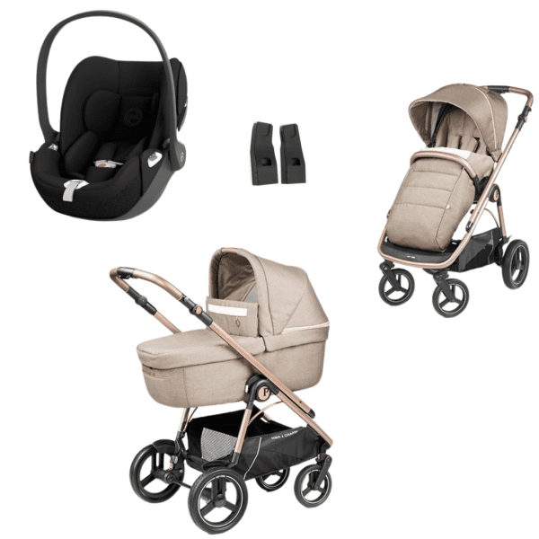 Peg Perego Veloce TC Kombikinderwagen 3in1 Set inkl. Culla Grande Babywanne und Cloud T - Sepia Black | black Mon Amour