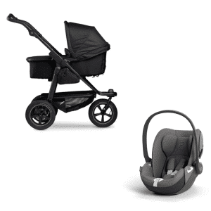 TFK Mono 2 Kombikinderwagen Schwarz und Cybex Cloud T Mirage Grey