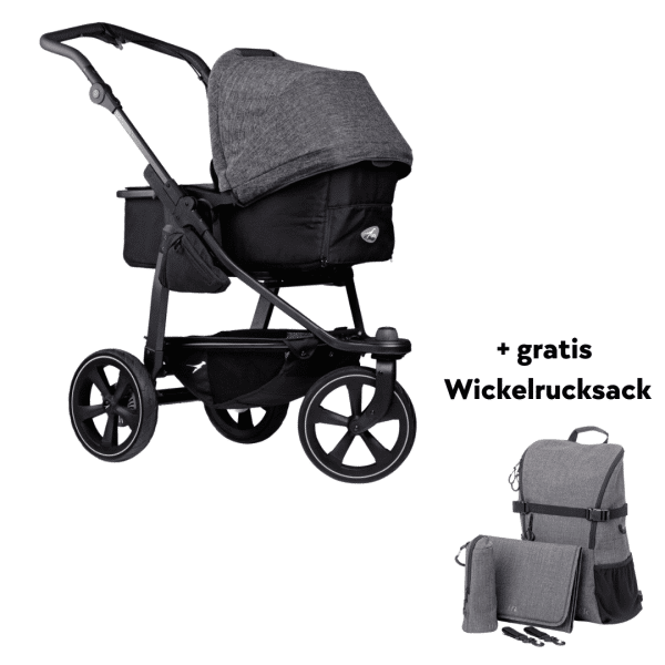 TFK Mono 2 Kombikinderwagen inkl. gratis Wickelrucksack Luftkammerräder - Premium Anthrazit