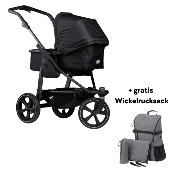 TFK Mono 2 Kombikinderwagen inkl. gratis Wickelrucksack Luftkammerräder - schwarz