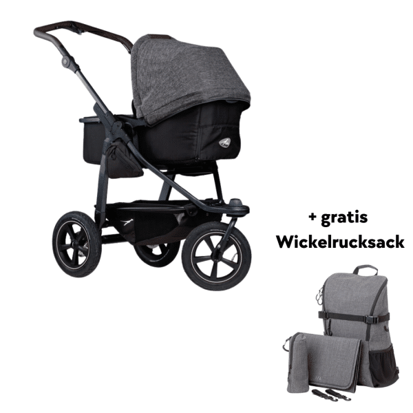 TFK Mono 2 Kombikinderwagen inkl. gratis Wickelrucksack Lufträder - Premium Anthrazit