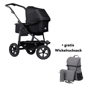 TFK Mono 2 Kombikinderwagen inkl. gratis Wickelrucksack Lufträder - schwarz